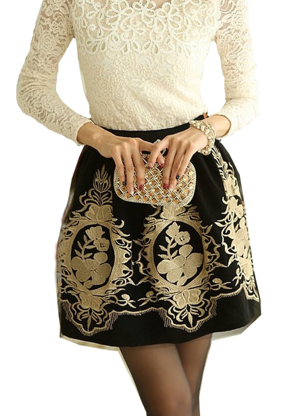 ACEFAST INC Women Girls Waist Flared Plain Pleated Casual Mini Skater Skirt