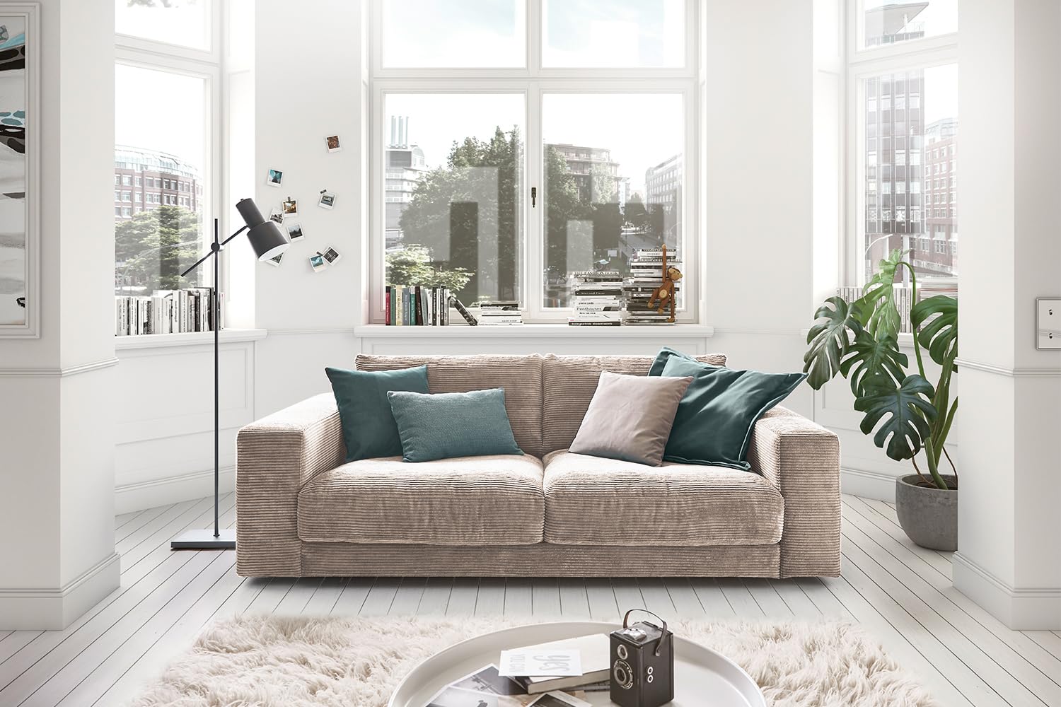 KAWOLA Big Sofa 2-Sitzer Madeline - Relaxsofa Taupe, Couch XXL, Megasofa, Gepolsterte Wohnlandschaft 230x60x120 BxHxT