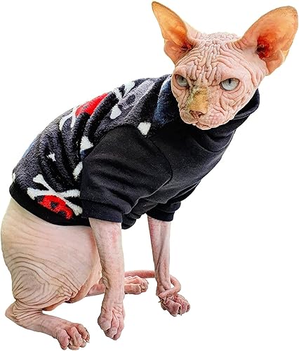 Kotomoda Suéter elástico de algodón para gato sin pelo para gato esfinge (XL)