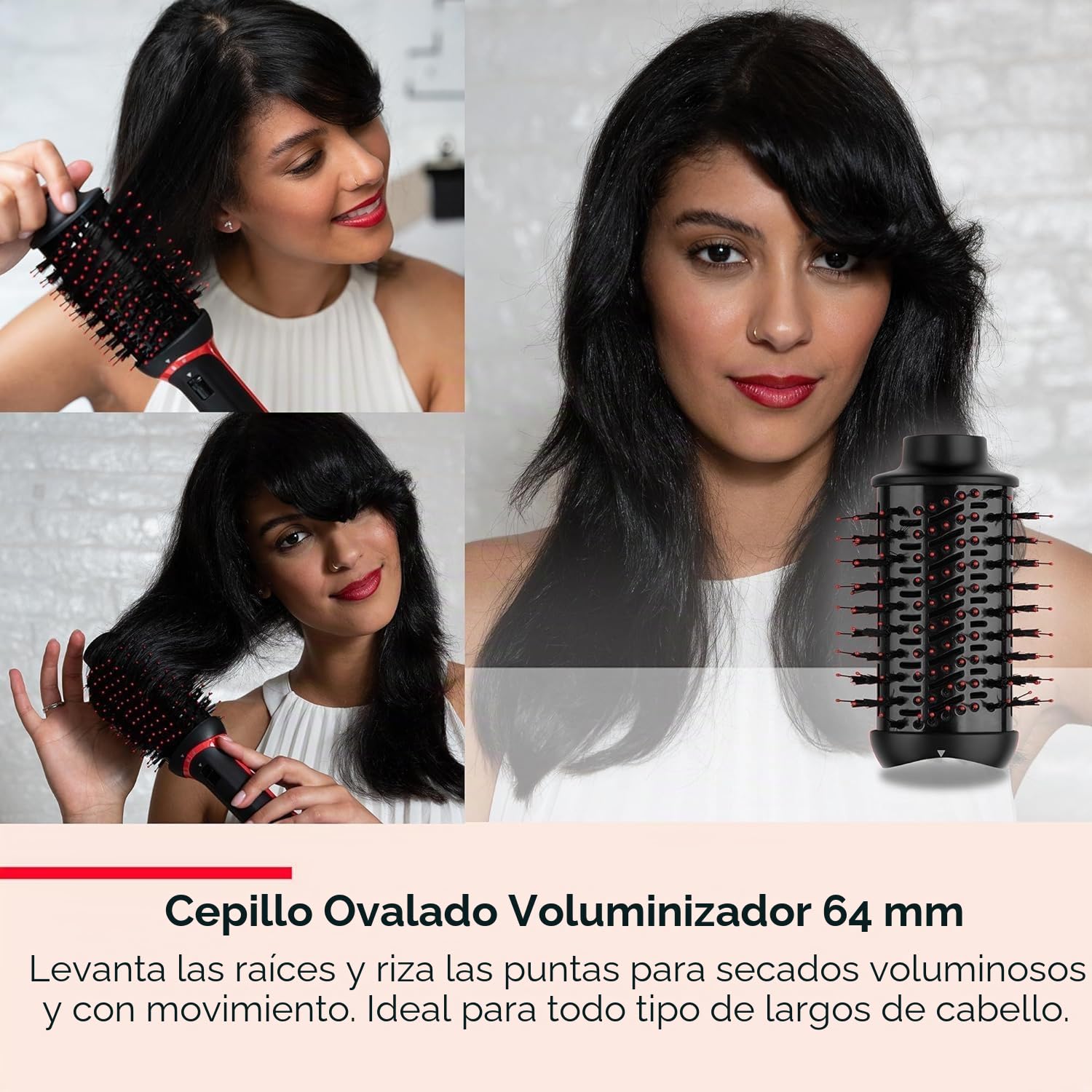 Revlon Herramienta 3 en 1 para secar, rizar y dar volumen con los 3 accesorios intercambiables (cabezal desmontable, rizador, secadora, estilizador) RVDR5333 | Seca, riza y da volumen con los 3 accesorios intercambiables, cabezal desmontable, rizador, sec