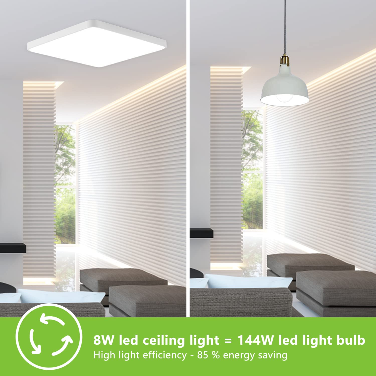 Lámpara de Techo, Plafón de Baño LED, 18 W, 1600 LM, 5000 K, Blanco Luz Día, Sin Deslumbramiento Iluminación de Cocina Para Pasillo, Dormitorio, Salón, 30 x 30 x2,5 CM Ultra Delgada, A+++