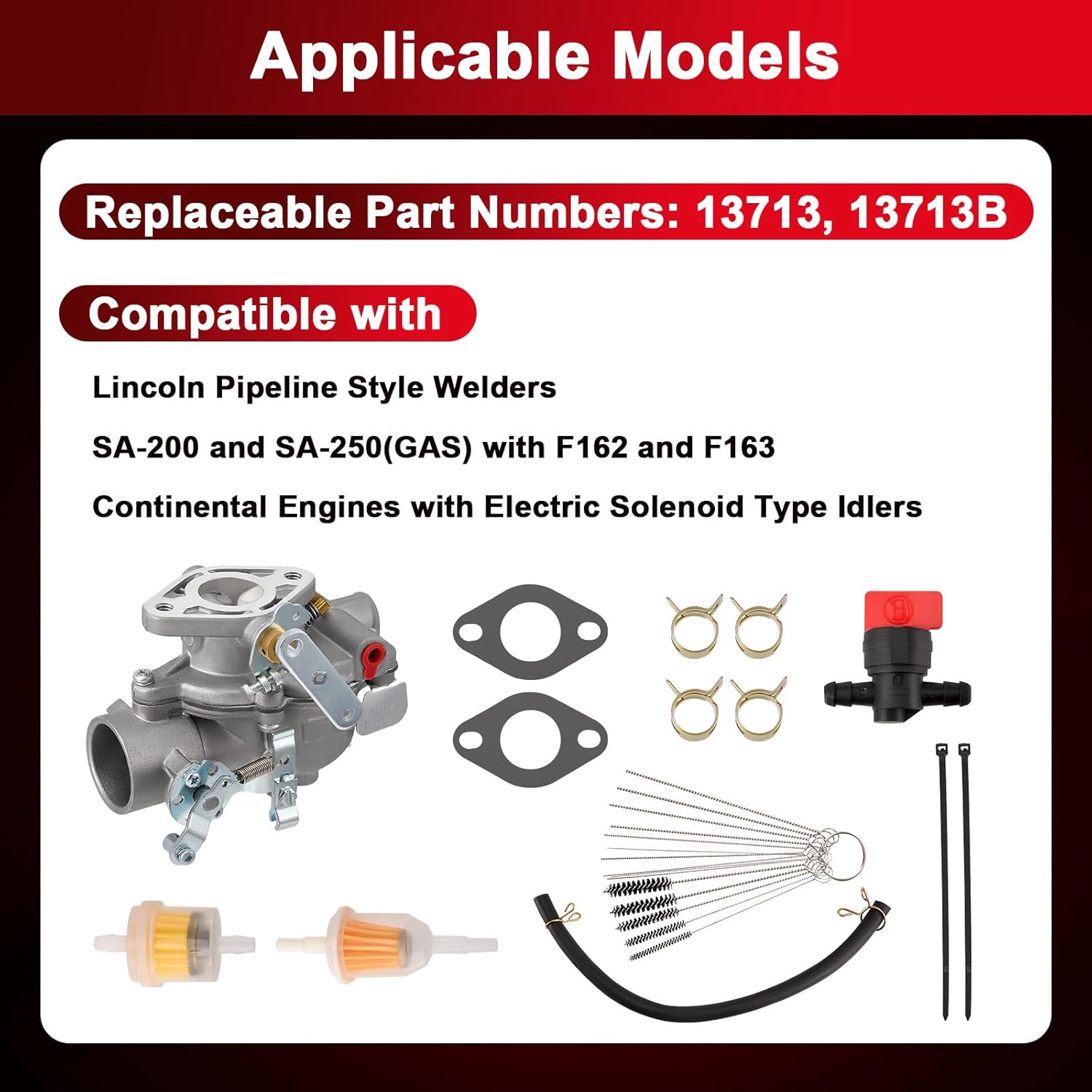 13713B Carburetor for Lincoln Welder Sa200 Sa-250 F-162 F-163 Replace 13713 Sa-200 Sa 250 F162 F163 Gas Engine Powered Sa 200 Carb kit