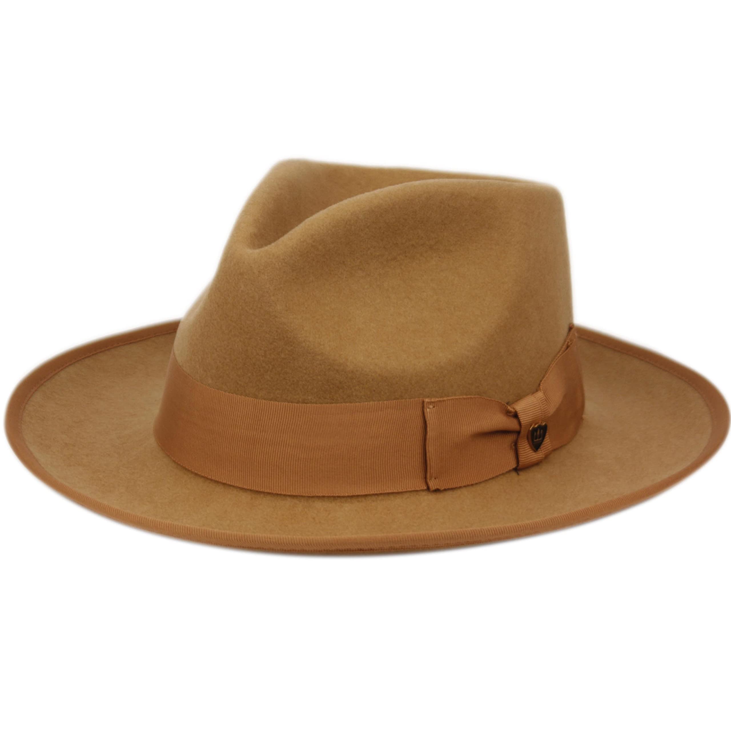 Richman Brothers Men's Wool Felt Fedora with Grosgrain Hatband and Trim (as1, Alpha, l, TAN-HL88)