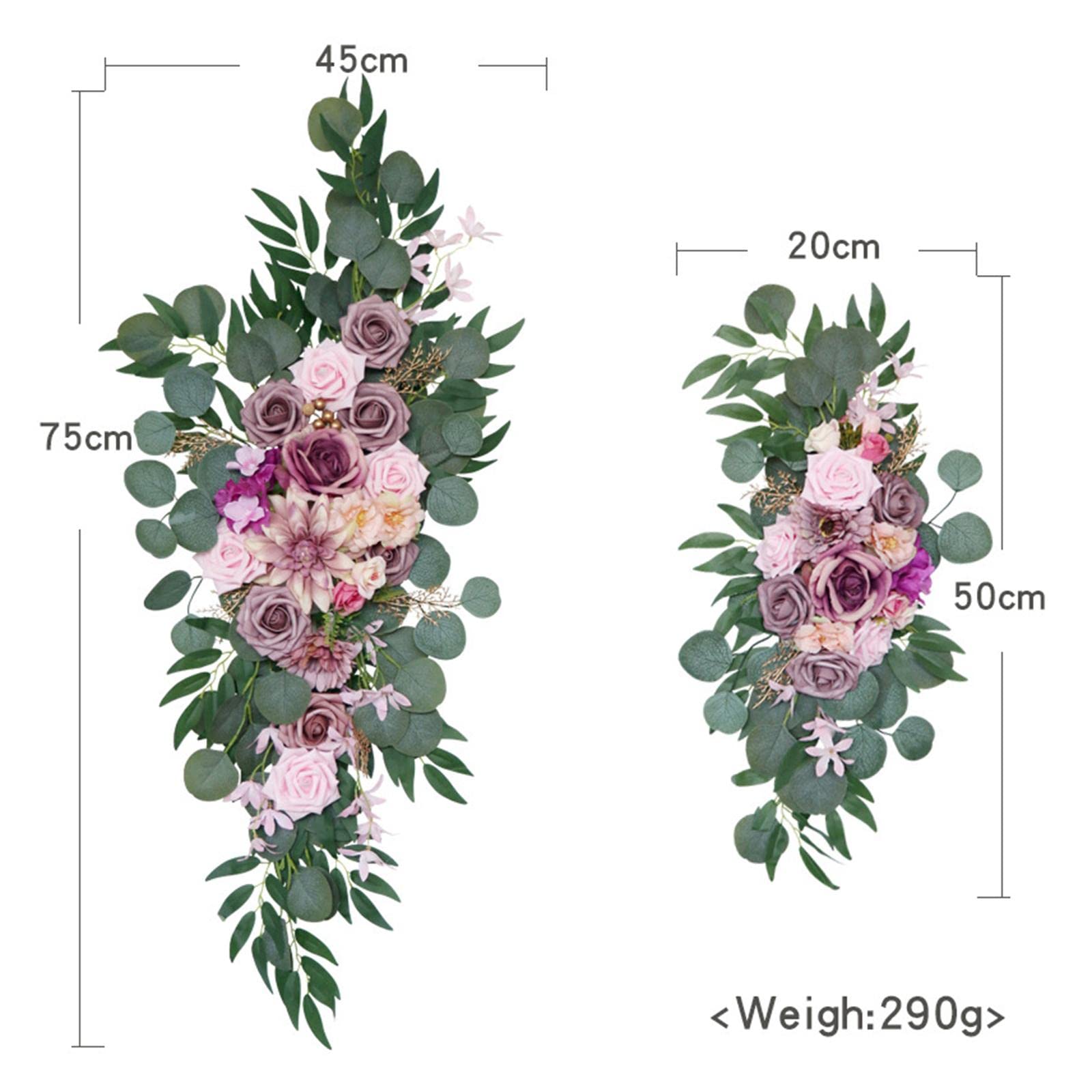 2 Stück Blumenkranz Girlande aus Kunstseide Türdeko Hochzeitsdeko Hängedekoration Langlebig Pflegeleicht für Bogen Shop Hintergrund