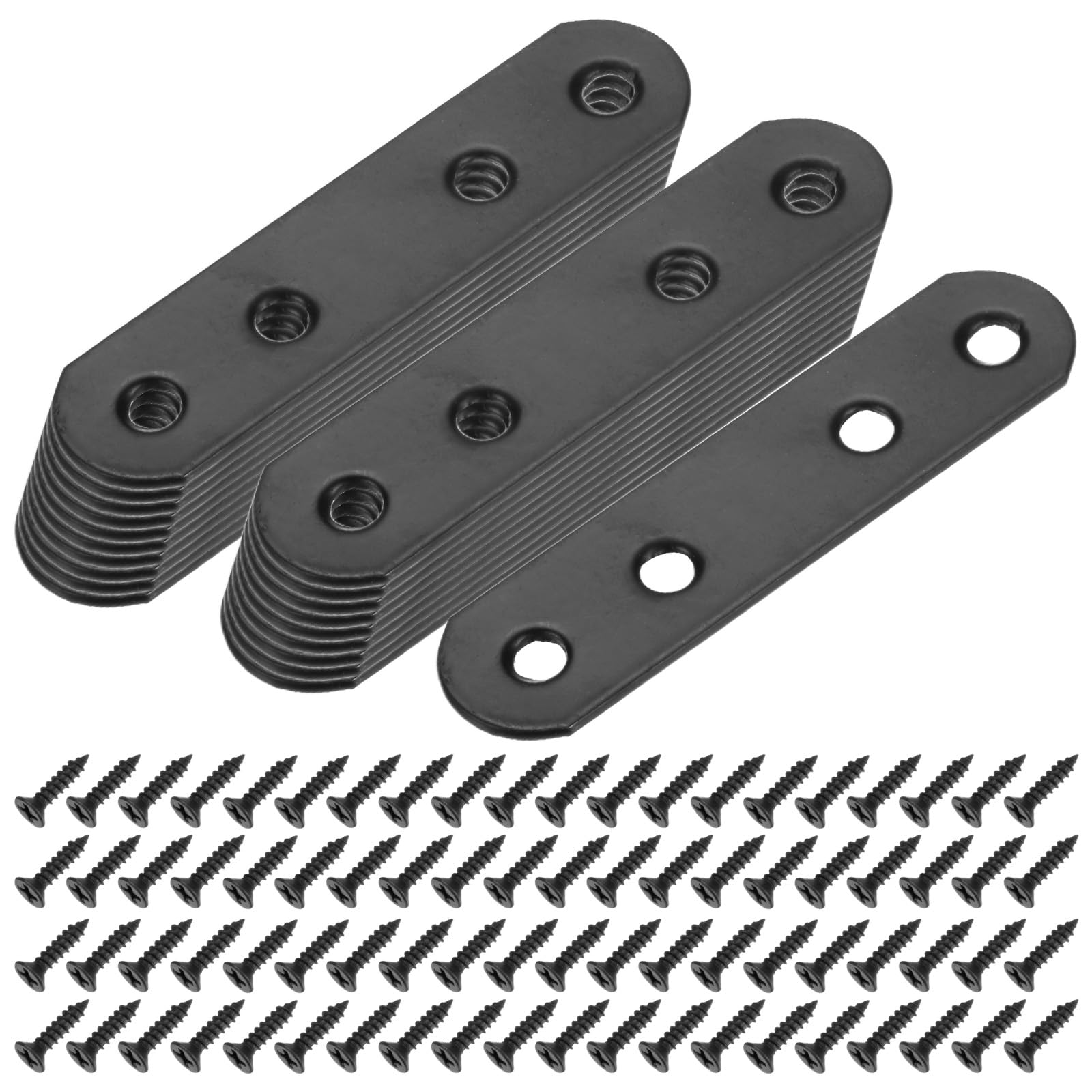 Supports plats droits M METERXITY noirs 2.95x0.71 pouces pour meuble en bois lot de 20