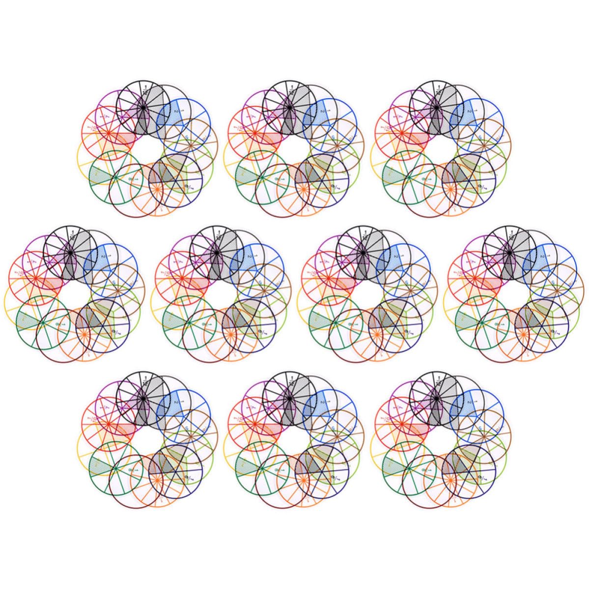 Círculos de fracciones SECFOU con aprendizaje visual para dominar matemáticas 8