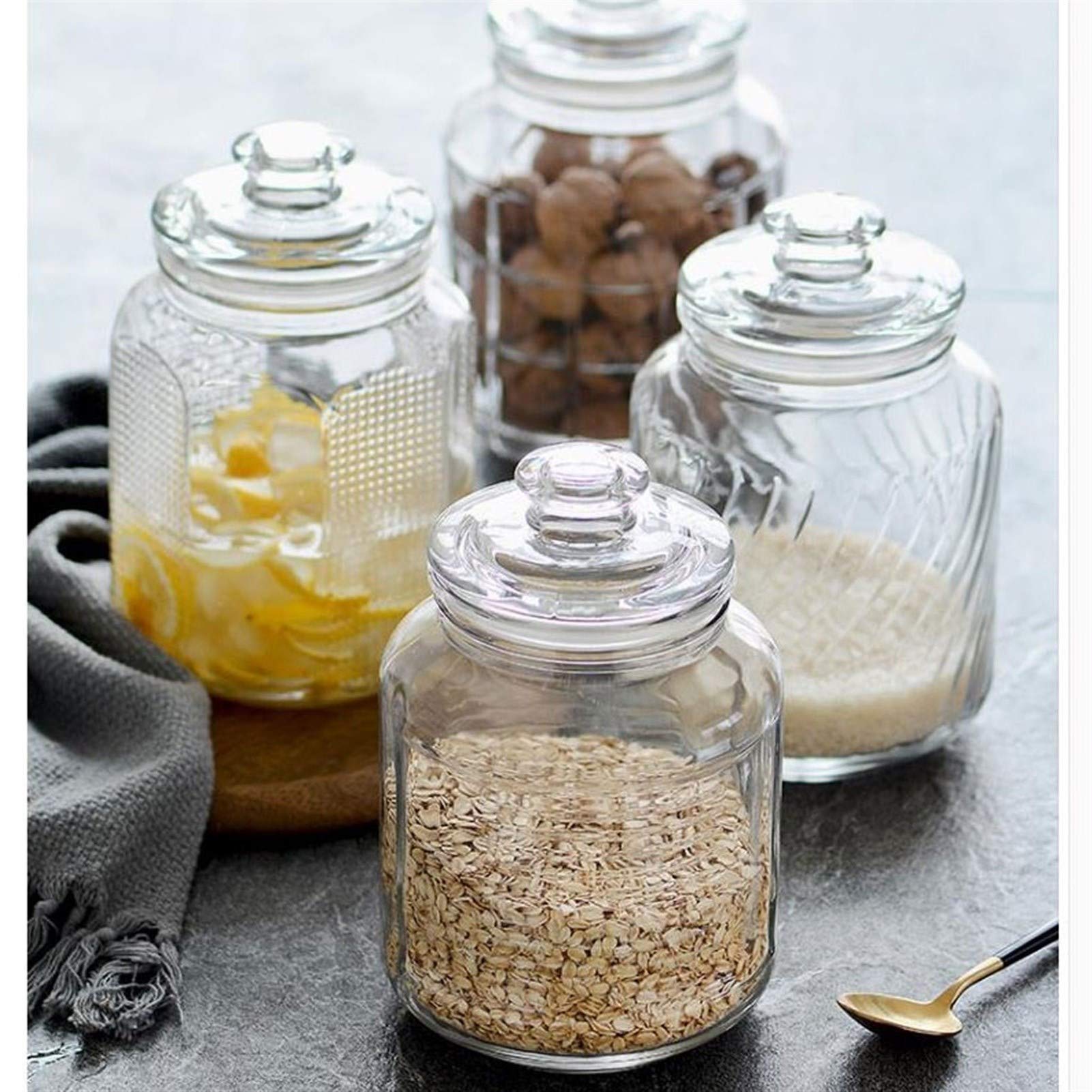 Botes para Alimentos Los tarros de cristal, tarro de cristal de almacenamiento de alimentos con sello hermético de la tapa, Borrar almacenamiento de alimentos for servir té, café, especias y Más Botes
