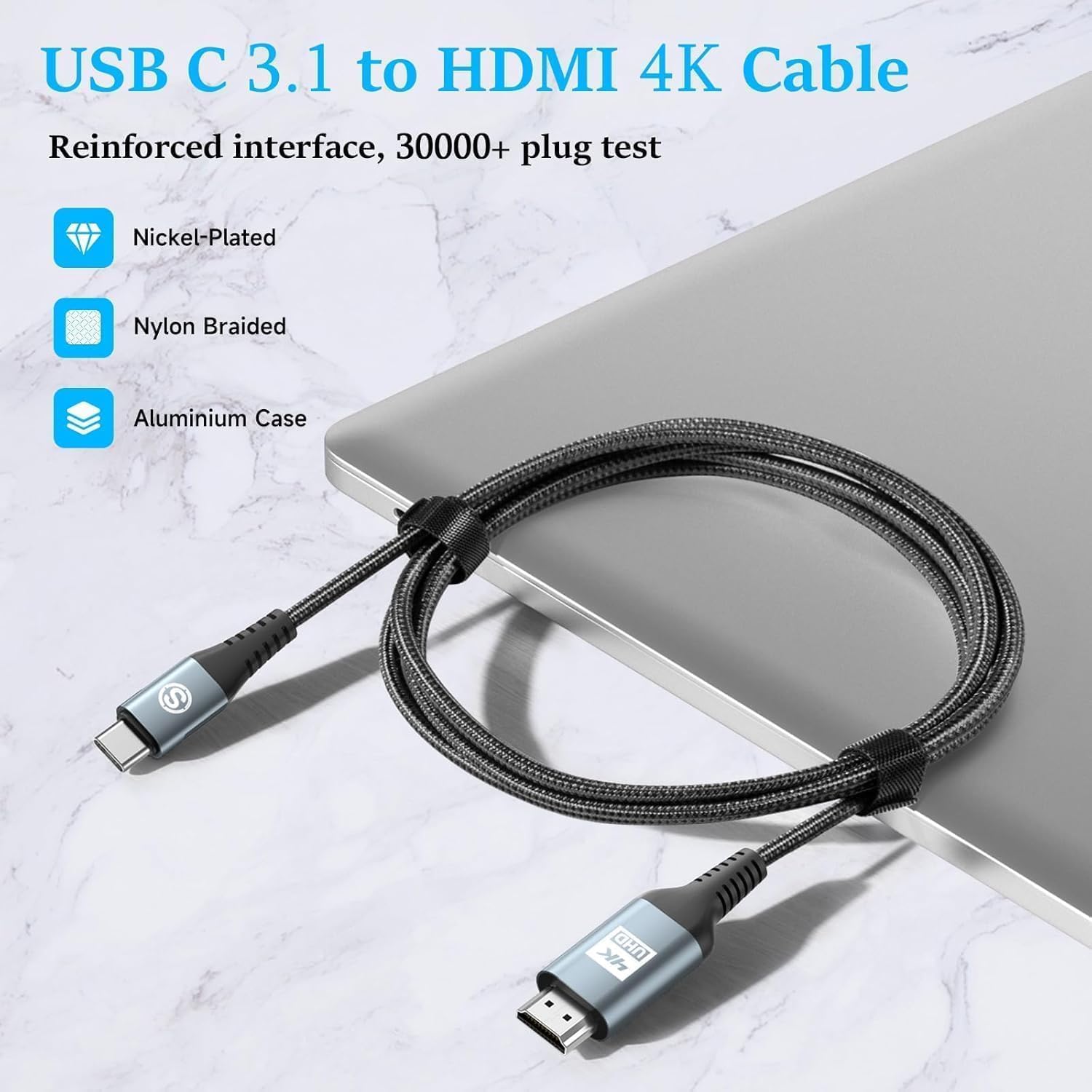 Amazon | HDMI Type-C 変換ケーブル 4m, USB C からHDMI 接続ケーブル