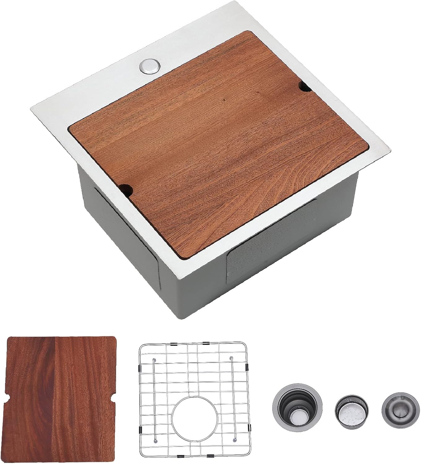 UFaucet 18×18 Inch Drop in Bar Sink, Top Mount 18 Inch Small Kitchen