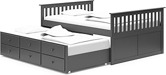 Stork Craft Marco Island Captain's Bed with Trundle and Drawers - Full (Gray)