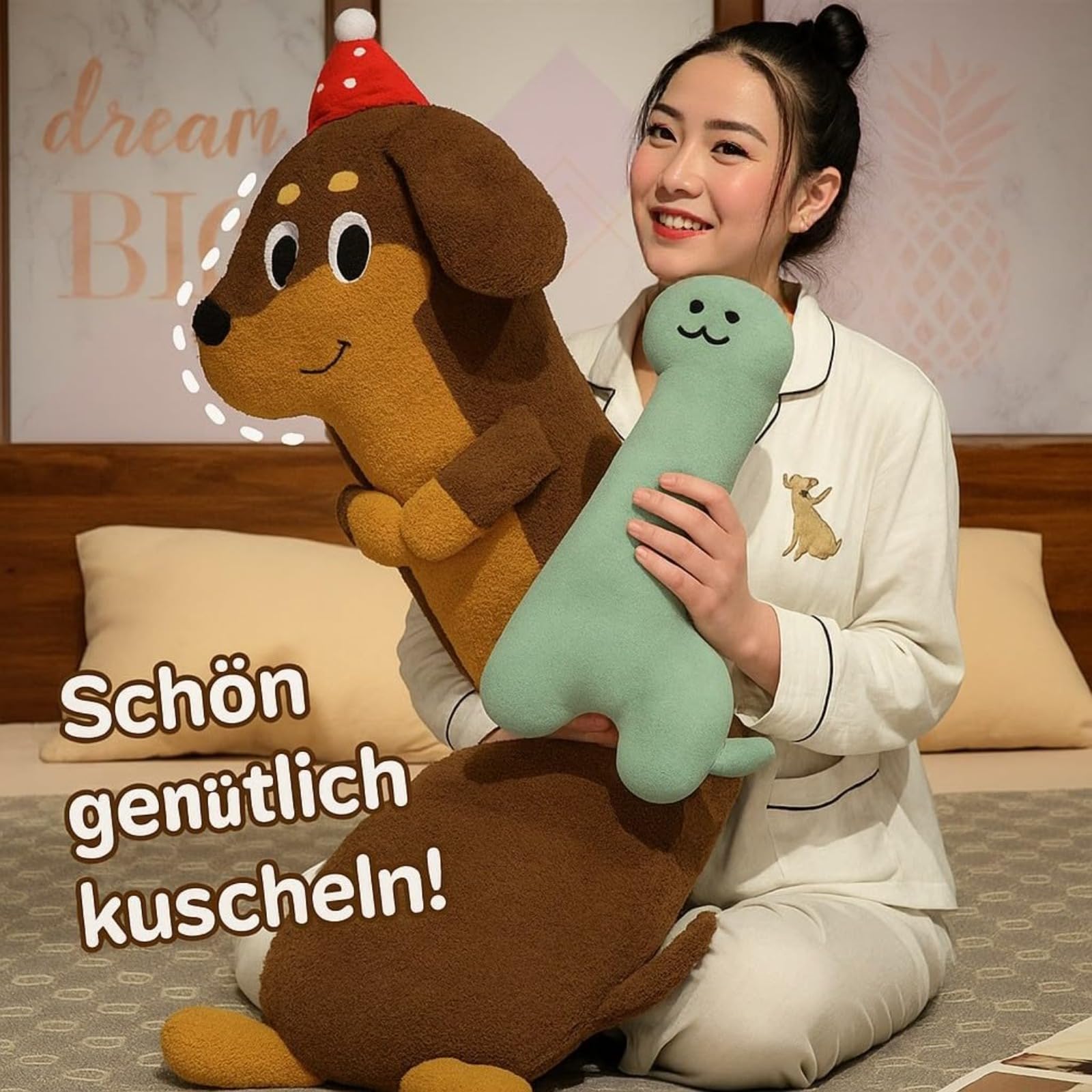 Kuscheltier Hund Plüschkissen – Cartoon Hund Plüsch Körperkissen für Kinder und Erwachsene, Weich und Kuschelig, Ideal für Schlafzimmer, (120cm,Katze)