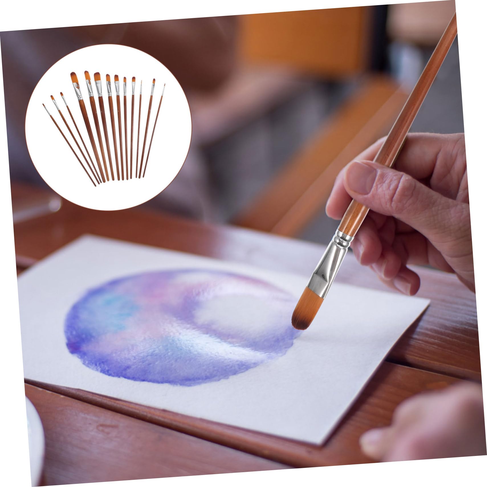 Juego De 2 Pinceles para Pintura Acrílica Acuarela Cerdas De Nailon para Artistas Y Estudiantes 13 Unidades.