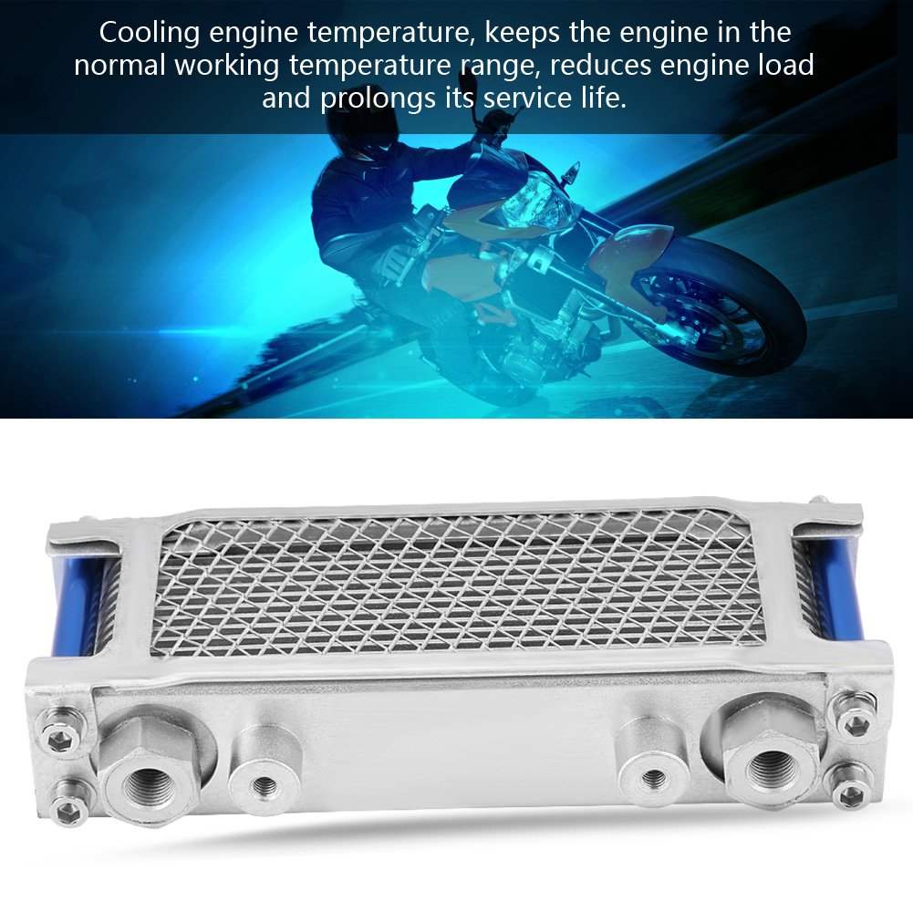 universal motociclo radiatore radiatore di radiatore in alluminio moto motore olio radiatore di raffredmento rapido 50 200 per riduzione dell'usura del motore (Silver)