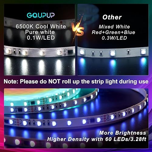 Miniatura 3 de GUPUP Tira de luces LED de 150 pies, cuerda de luces, control de aplicación Bluetooth, tira de luz que cambia de color, luces sincronizadas con