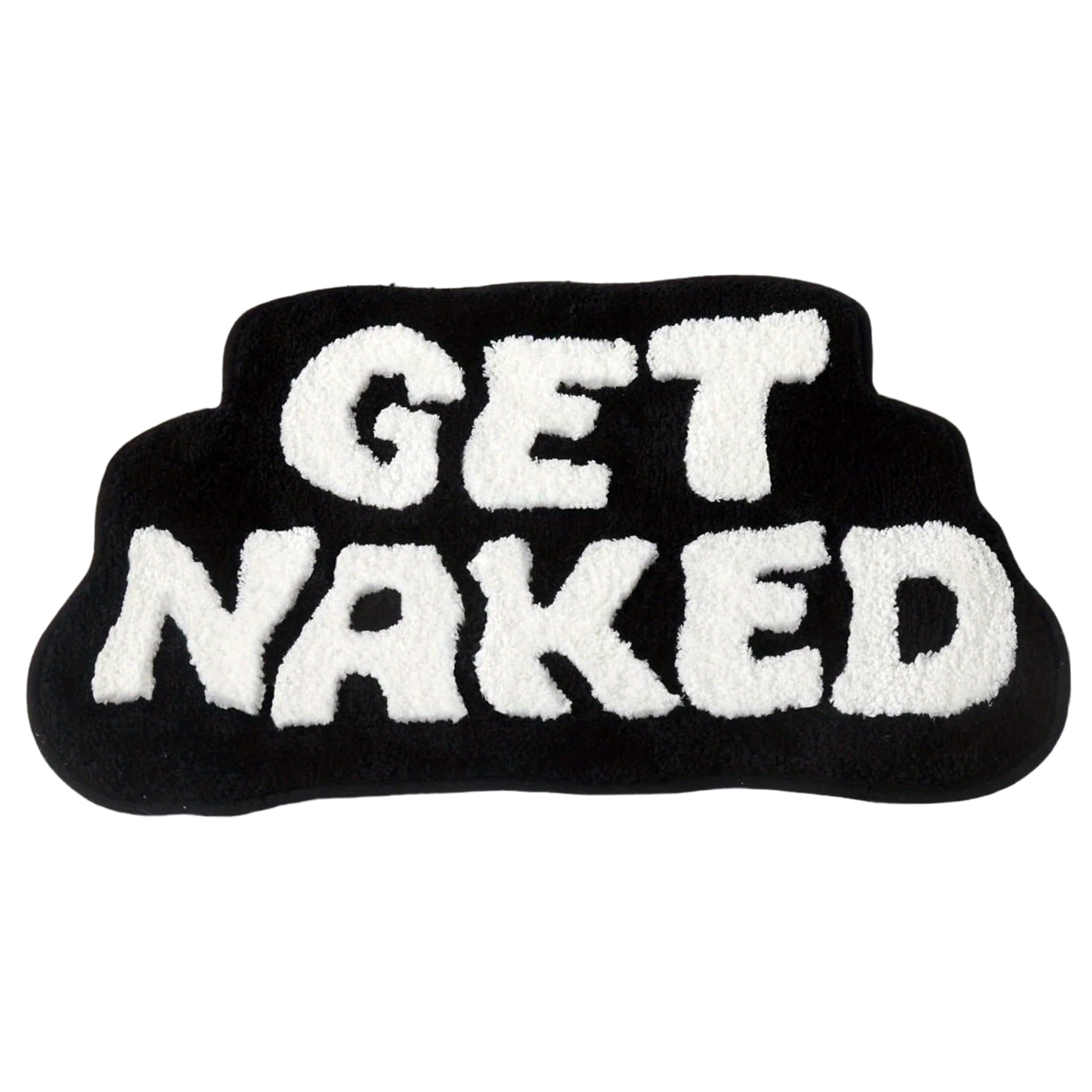 Xoeryoy Get Naked Bath Mat, 20x31in Funny Bathroom Rug Soft Absorbent Plush Mat for Bathroom & Entryway, Black