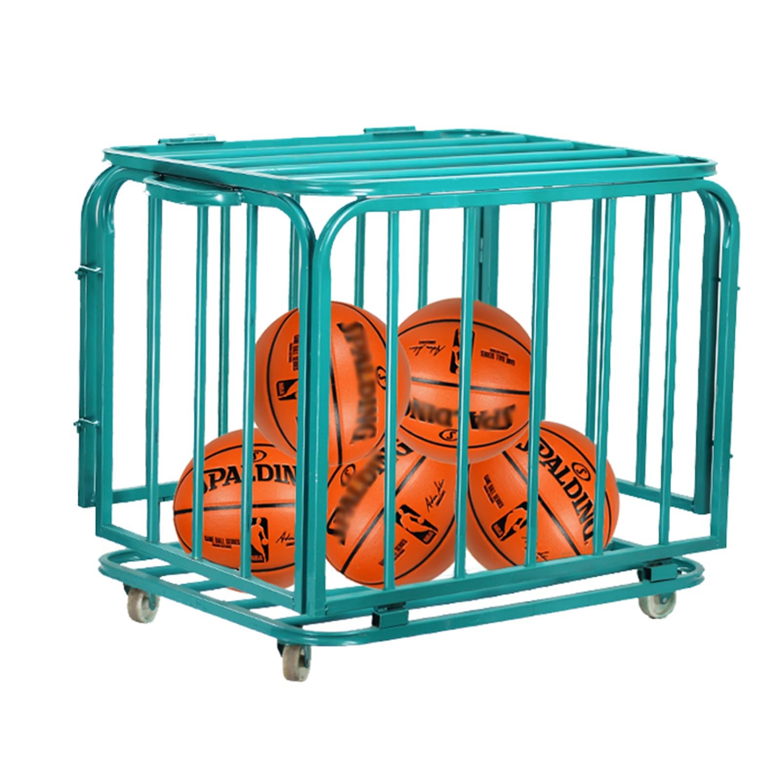 Ballregal Ballkorb Ballwagen Großer Metall-Ballkäfig, Zusammenklappbarer Basketball-Lagerwagen Mit Rädern/ Schulballkorb Für Garage, Schule, Außenbereich, Abschließbar Organizer-Regal Behälter Krüge N