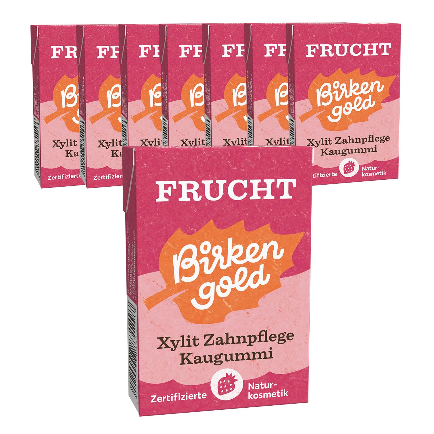 Birkengold Xylit Zahnpflege Kaugummi | Frucht | plastikfrei | 8 Stk. | Natürliche Kaumasse (Chicle) | Ohne Erdöl | Zuckerfrei | Naturkosmetik zertifiziert | vegan