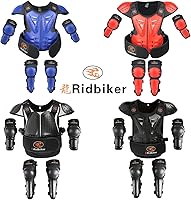 Vista 5 de Equipo de Bicicleta de Tierra para Niños Protector de Pecho Motocross, Traje de Armadura de Motocicleta Juvenil con Protector de Rodilla y Espinilla