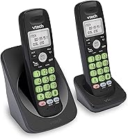 Vista 8 de VTech Teléfono inalámbrico de 2 teléfonos con DECT 6.0, altavoz dúplex completo, pantalla iluminada, teclado retroiluminado, identificación de Negro