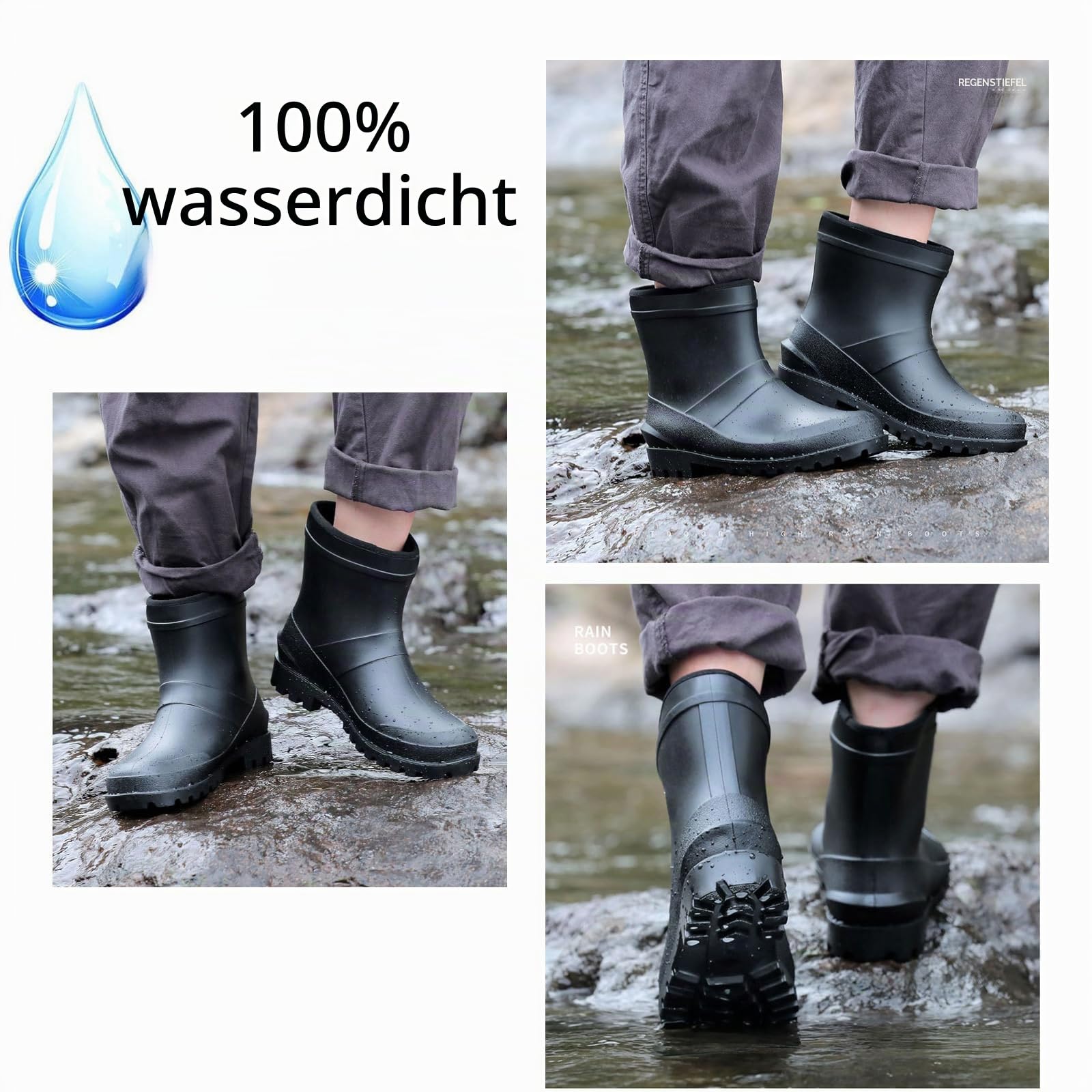 Donbest Gummistiefel Herren Damen Hoch Regenstiefel Langschaft Halbschaft Kurzschaft Wasserdichte Garten Stiefel Anti Rutsch Wellington Boots Rain Boots