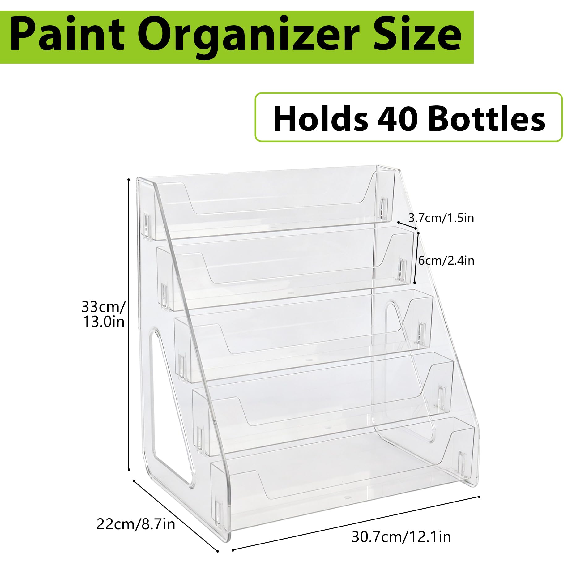 Organizador de pintura con soporte para pinceles, estante de almacenamiento de pintura acrílica de 5 capas, versión alta, soporte de pintura en miniatura para tubos y tarros de pintura