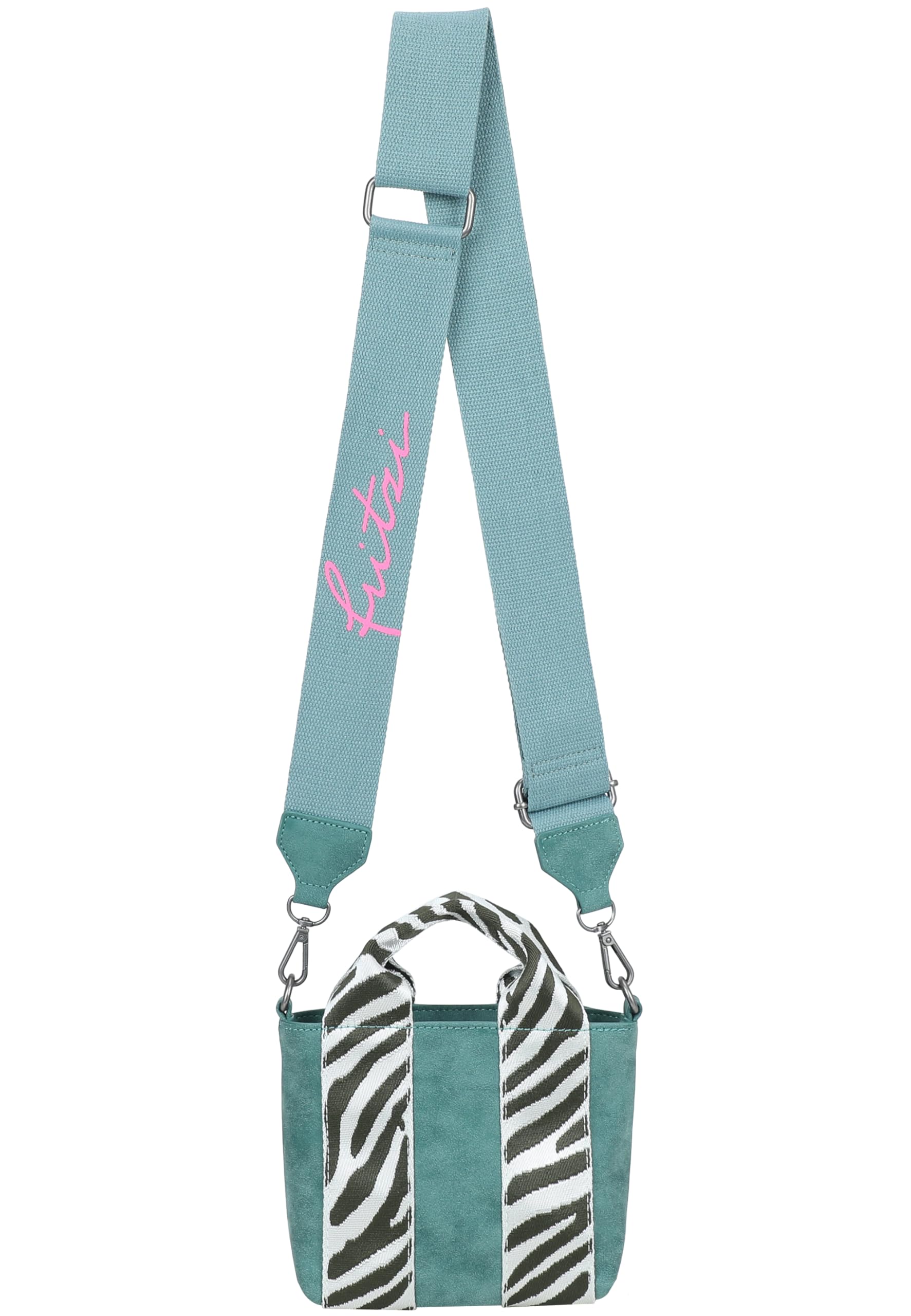 Fritzi Bini Umhängetasche Kunstleder Damen Crossbody Handtasche Festival City vegan verstellbarer Webbing-Gurt 15,5 x 20 x 7 cm – Schwarz, Grün, Pink, Beige, Gelb