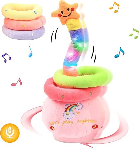 Hopearl Catch Me Ring Toss - Juguete musical de baile con 5 anillos iluminados, repite lo que dijiste persiguiendo juego de lanzamiento para