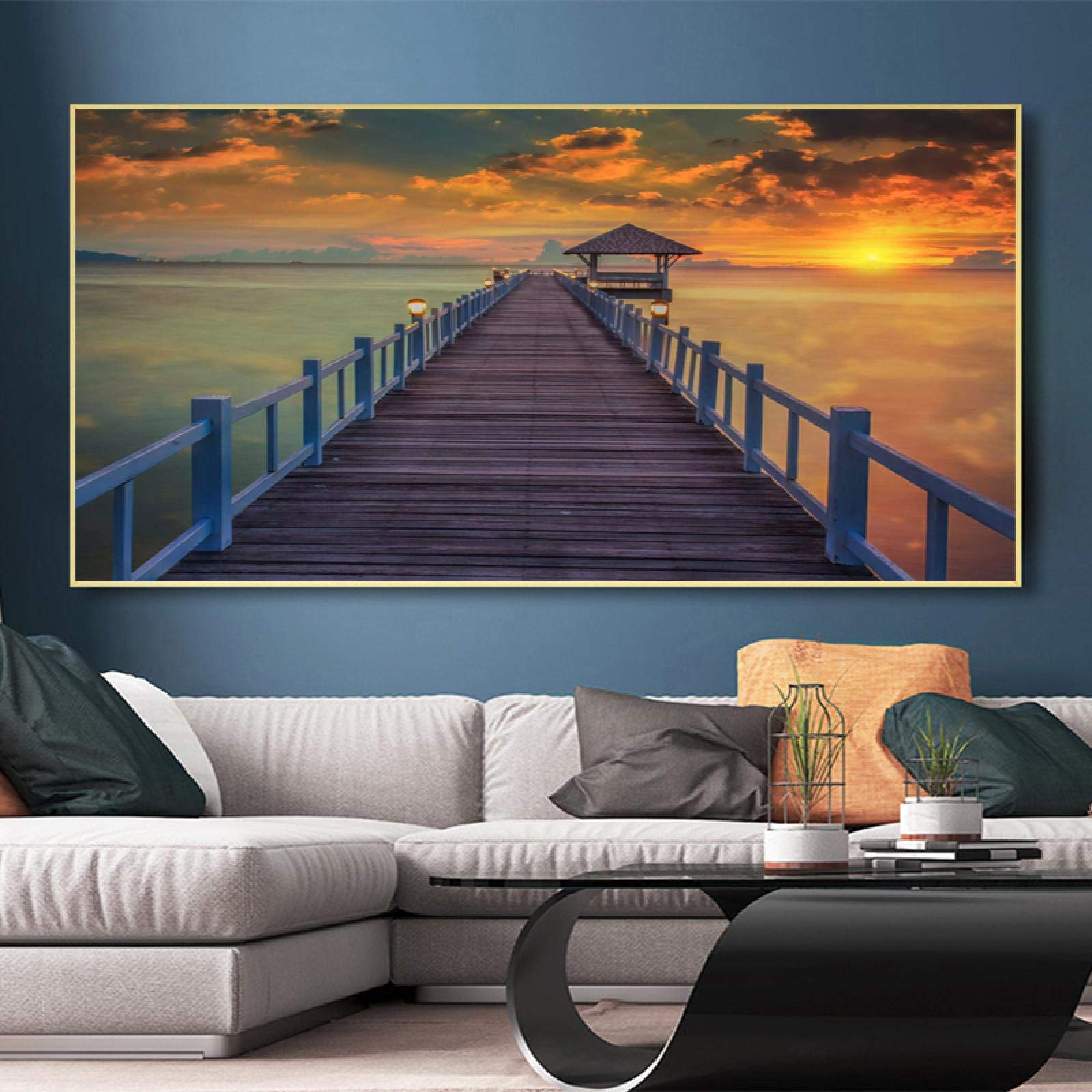 Toile coucher de soleil mer grand format 70x140 cm pour salon - 8