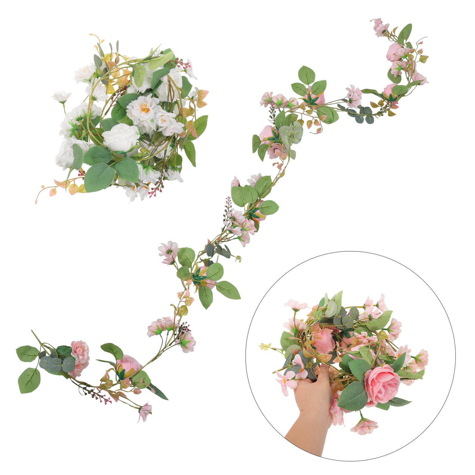 Ghirlanda di Fiori Artificiali e Eucalipti Decorazione Floreale per Appendere per Matrimoni Feste e Eventi Realistica e Duratura