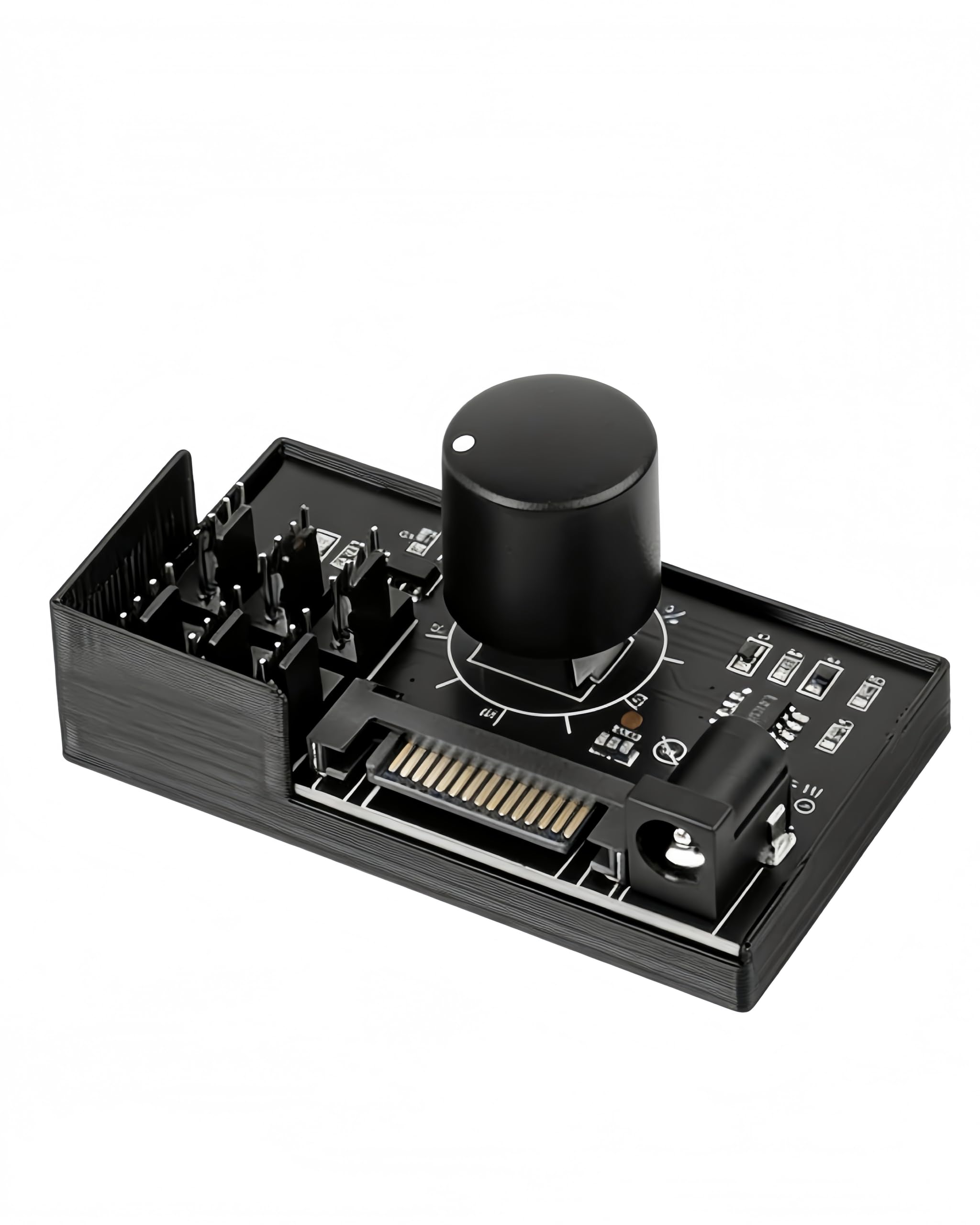 Controlador de ventilador PWM de 6 puertos GELRHONR, controlador de ventilador PWM para PC de 4 pines y 12 V, entrada de alimentación DC5525 y SATA, 8 W, negro (6 Pines/DC5521)