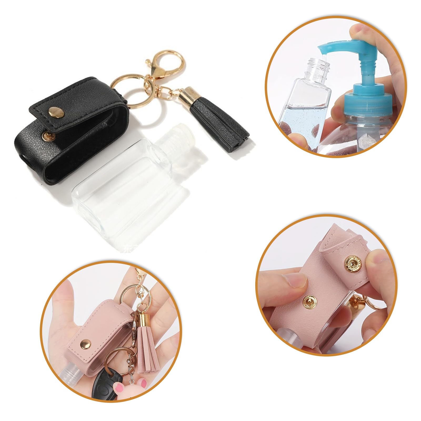HoJJaSelect 4Pcs Convenient Hand Sanitizer Keychain Portable Refillable Bottle Keychain No Leakage Empty Leakproof Plastic Bottle for Outdoor Trip Shopping School - Image 4