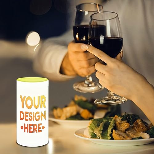 Vista 4 de Velas LED sin llama personalizadas que funcionan con pilas con temporizador remoto que cambia de color, personaliza fotos y texto, hazlo tú mismo tu