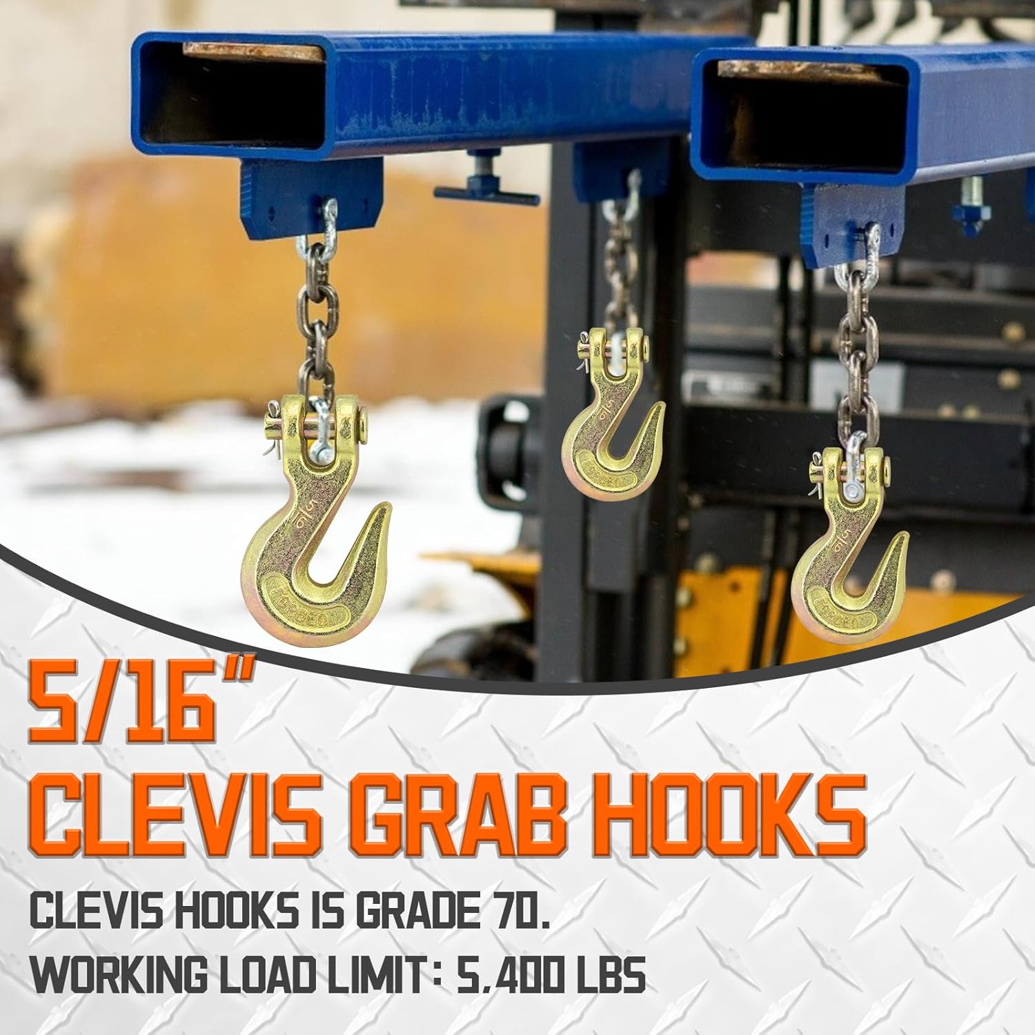 10PCS 5/16" Chain Hooks, Forged G70 Heavy Duty Chain Grab Hooks for Truck, Trailer, Rigging, Fishing Boat and Crane, 20,000 Lbs Capacity