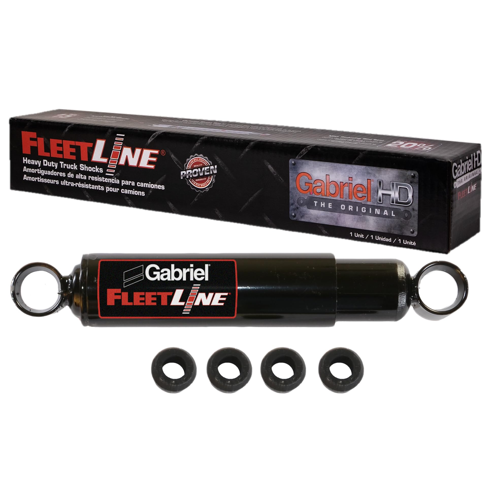 Gabriel 83219 FleetLine HD Truck Front/Rear Shocks Fits 08-16 Peterbilt 384; 13-15 Peterbilt 388; Volvo &amp; GMC 1500 Models; Gillig Buses School Bus; OEM# 359010005, B716009