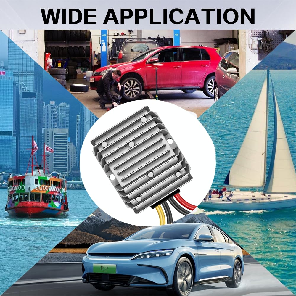 DC 24V Step Down to 12V 30A 360W DC Converter Regolatore Regolatore di tensione, Convertitore 12V, Modulo di alimentazione impermeabile IP67 Trasformatore Buck per carrelli elevatori Carrello