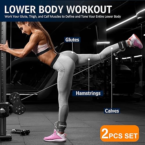 Miniatura 5 de 2 correas de tobillo para cable para máquinas de cable, mujeres y hombres, correa de tobillo para entrenamiento, bandas de sujeción de cable de