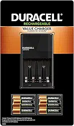 Duracell - Carregador de bateria Ion Speed 1000 com 6 AA + 2 pilhas AAA - Carregador para pilhas AA + AAA