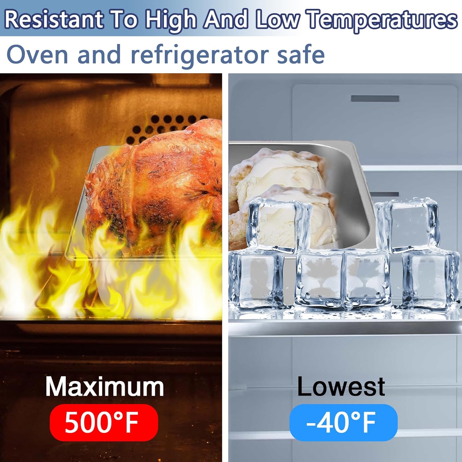 4 Pack 1/2 Half Size Hotel Pans, 4 Inch Deep Stainless Steel Steam Table Pans Breading Tray Buffet Food Pan, Square Commercial Hotel Pan for Chafing Dishes, Restaurants, Party Catering Supplies - Image 4