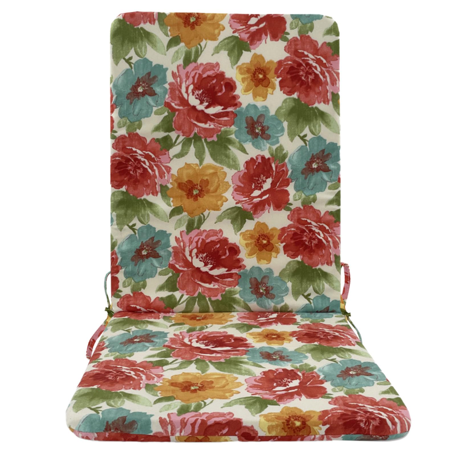 Garden Chair Cushions with Back, 108 x 45 x 3cm High Back Outdoor Seat Pads with Ties, Water Resistant Garden Furniture Cushions for Patio, Rocking Chairs, Sun Loungers, Decking (Pink)