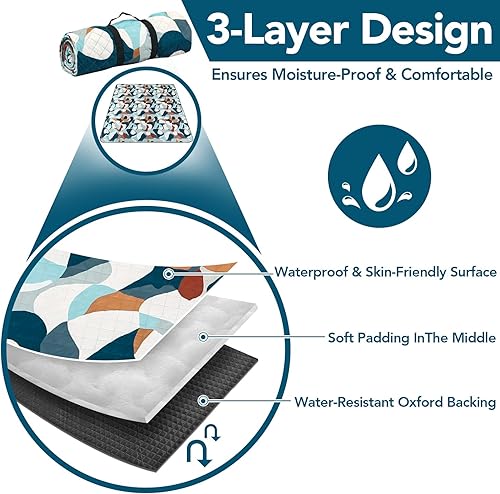 Miniatura 9 de PY SUPER MODE Mantas de pícnic extra grandes, impermeables, plegables, para exteriores, de gran tamaño, 83 x 79 pulgadas, a prueba de arena, tapete