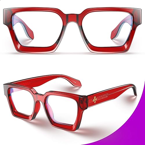 Miniatura 4 de VISOONE Versión mejorada Rectángulo Chic Preppy Look Gafas de bloqueo de luz azul para mujeres y hombres RIVER-LIGHTER