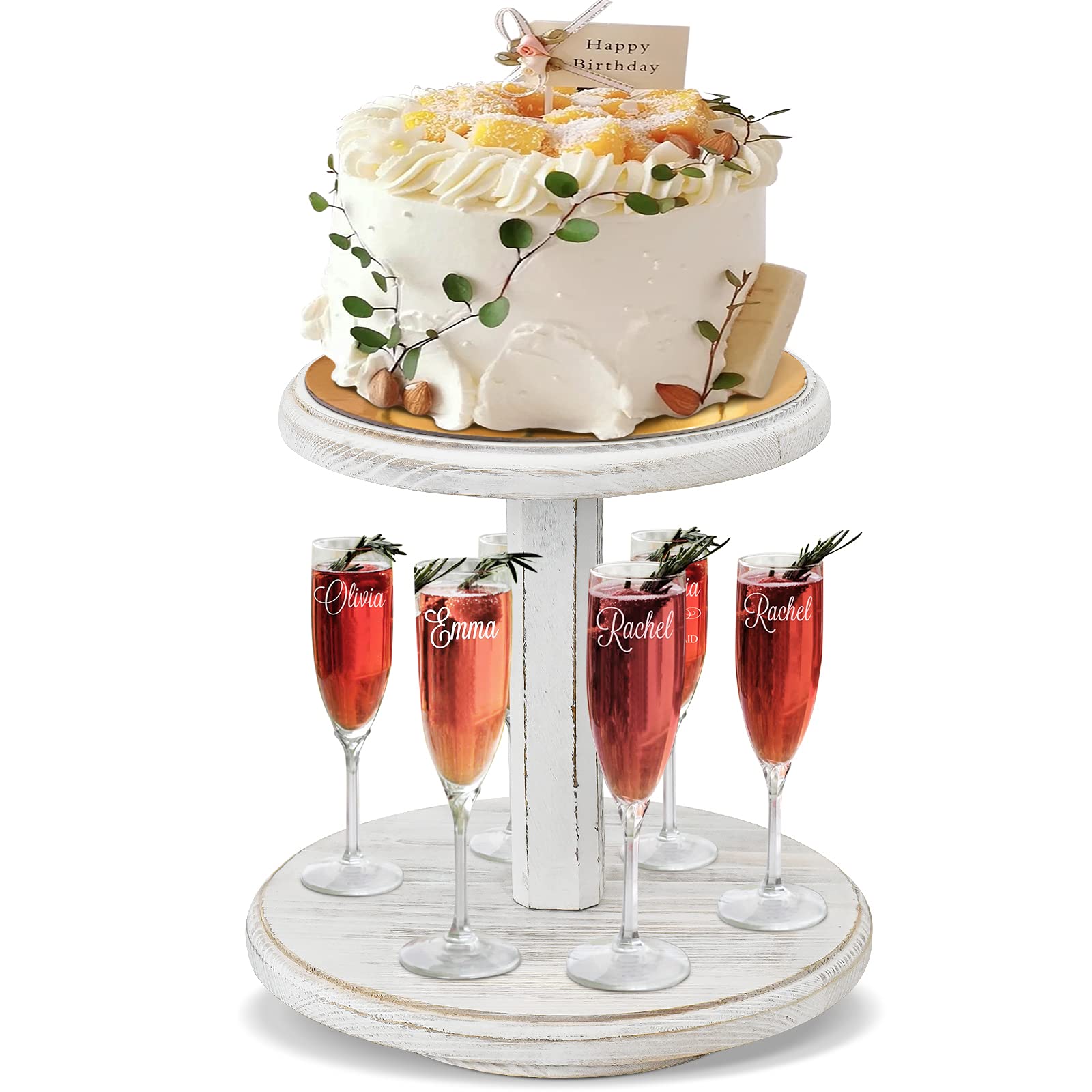 Buy Cake Stand for Dessert Table Lazy Susan,2 Tier Rotating Cake Holder