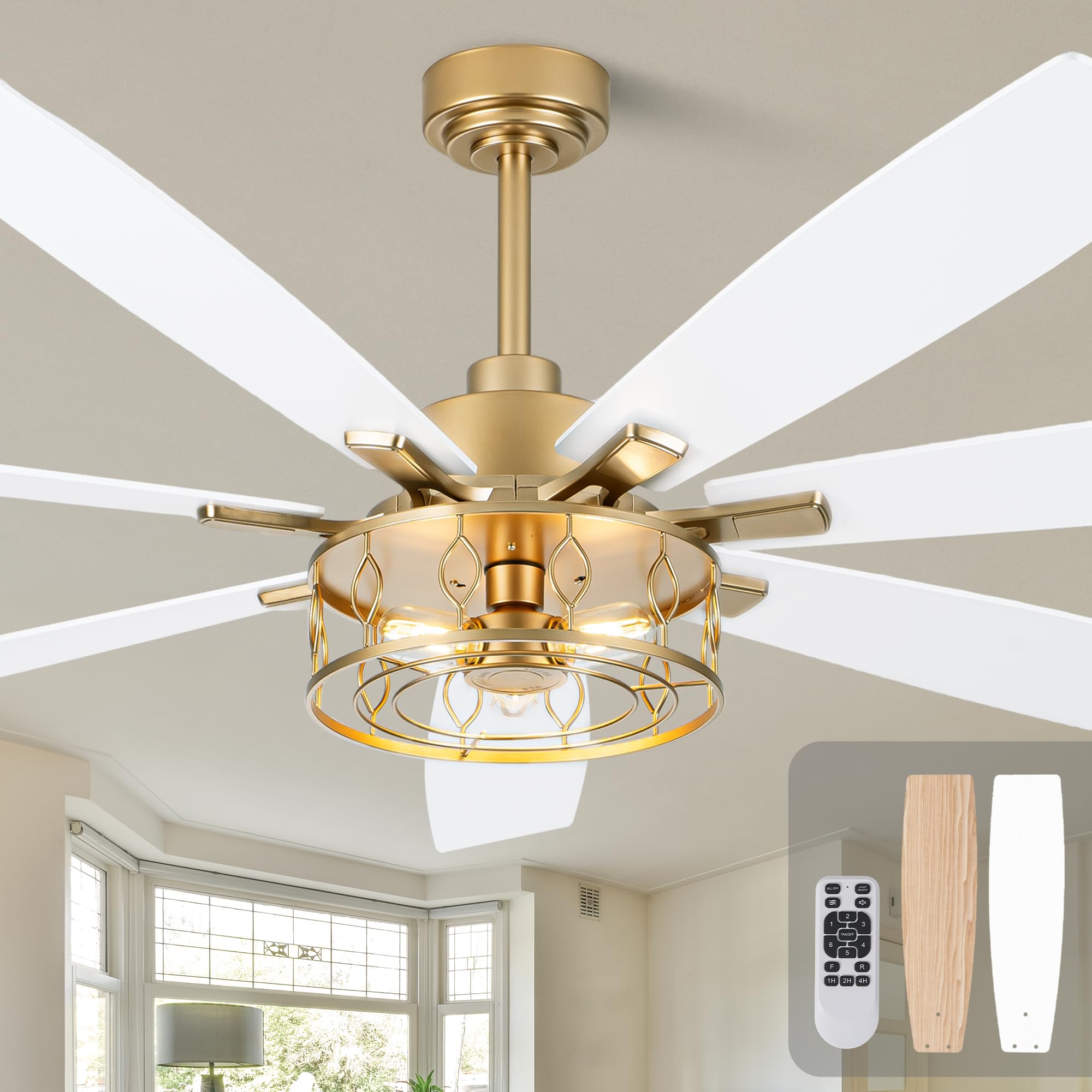 72" Farmhouse Ceiling Fans with Lights and Remote