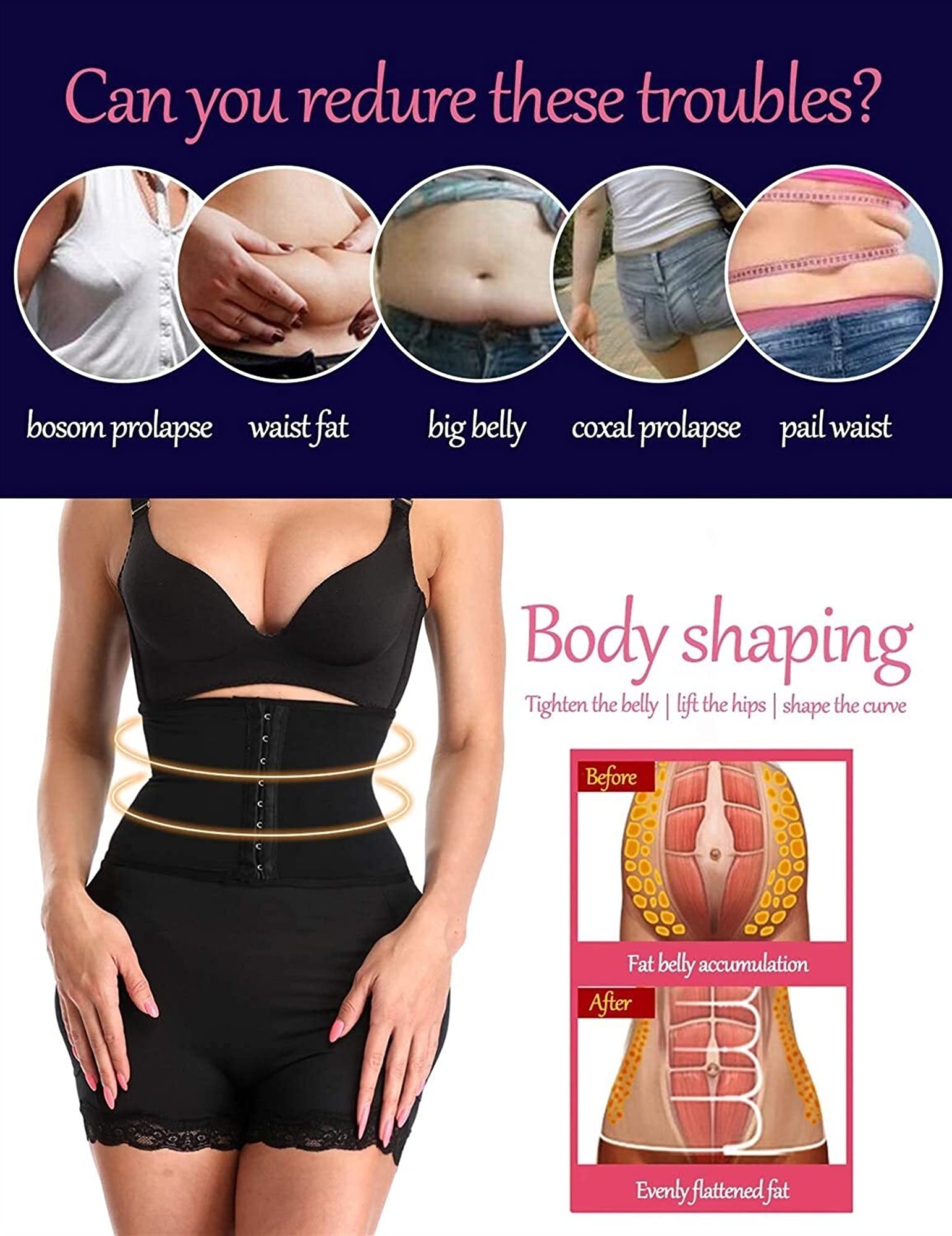 LYGBAOFUL Damskie majtki z wysokim stanem Butt Lifter Wyściełane majtki Trenażer talii Spodenki wyszczuplają brzuch Hip Enhancer Wyszczuplają ciało