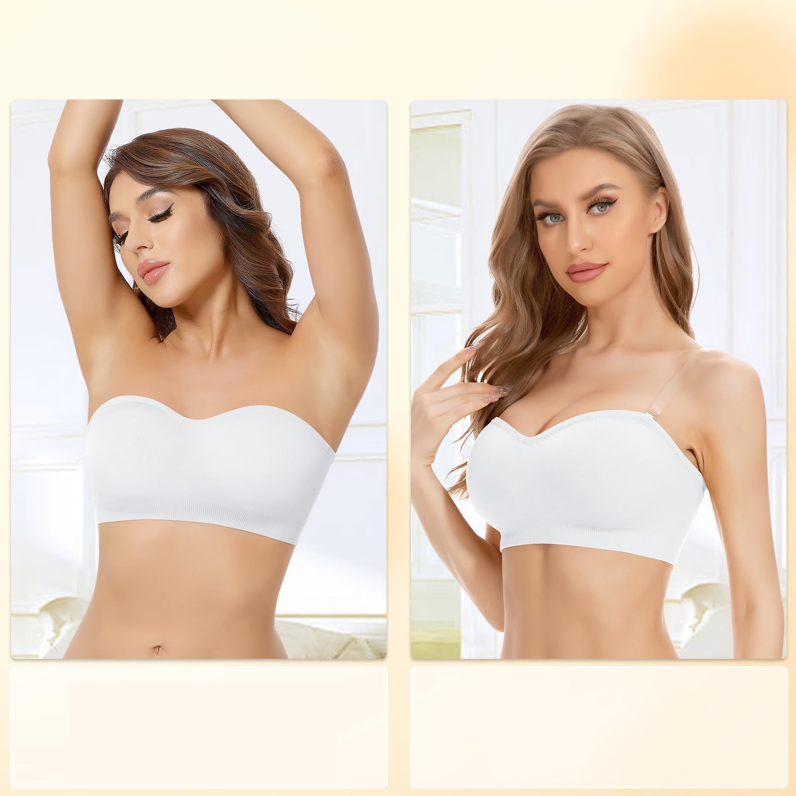 Soutien Gorge sans Bretelles Femme Sexy- Soutien Gorge Bandeau Antidérapant Couleur Unie Confortable Simple Invisibilité Lingerie sans Coutures Chic Et Élégants Décontracté Brassiere Doux Bra