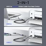 MOSWAG 2in1 USB Printer Cable 3.28FT/1M with USB C to MIDI Cable Printer cable,USB MIDI Cable USB C to USB B MIDI Cable,Cable,Compatible with Music Instrument,Piano,Midi Keyboard,USB Microphone