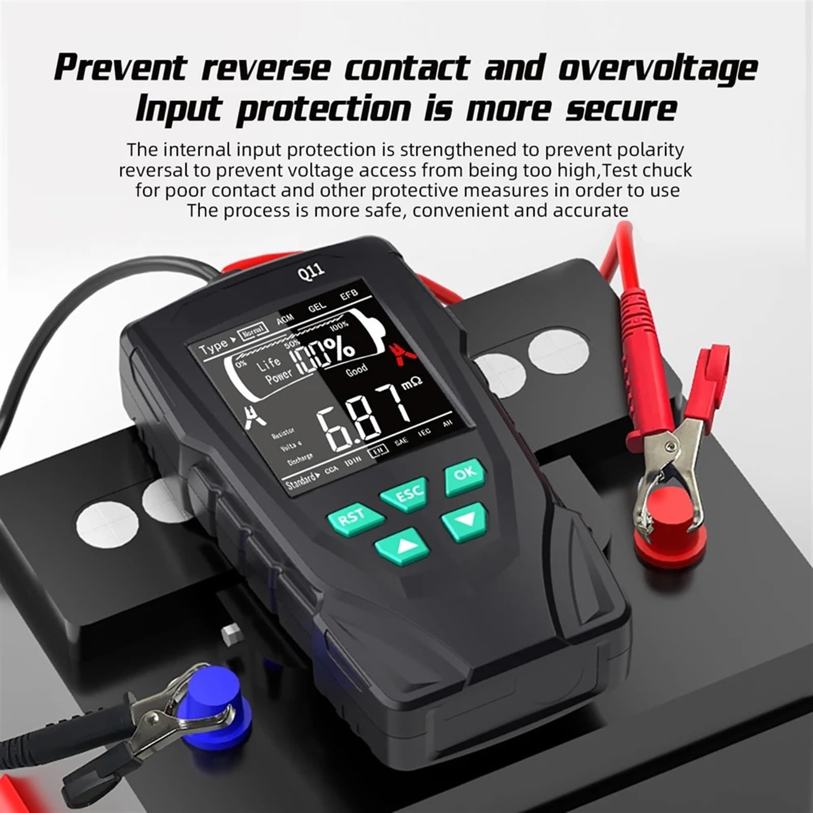 Q11 Tester batteria for auto 12V 24V Checker digitale Rilevamento automatico professionale Analizzatore batteria Strumento batteria for auto