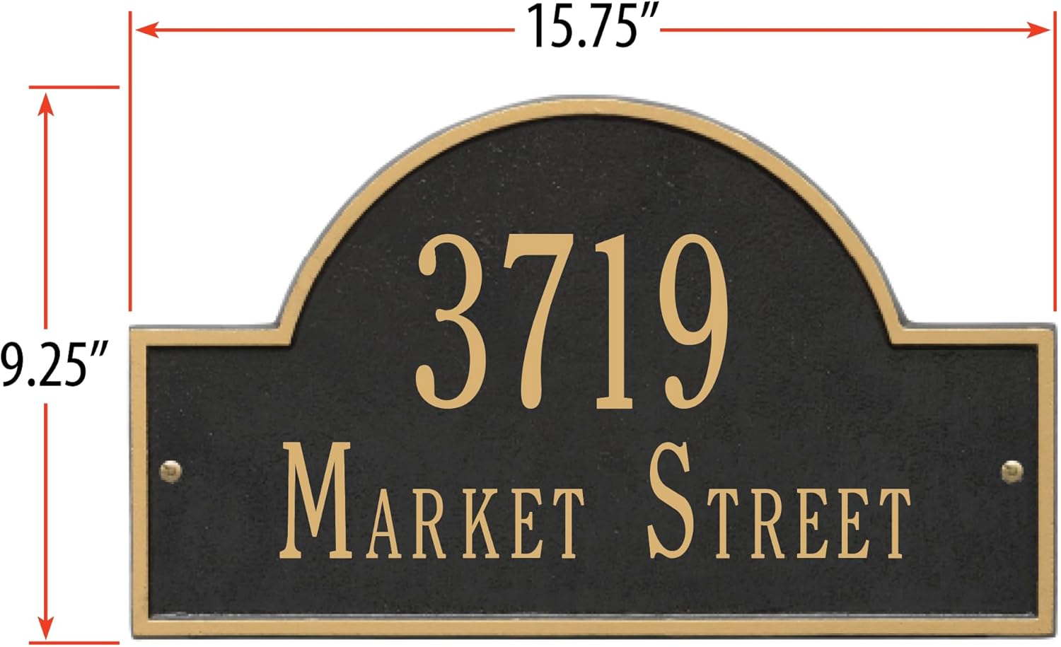 Whitehall Personalized Cast Metal Address Plaque with Arch Top. Made in the USA. Display Your Address and Street Name. Custom House Number Sign. Wall Mounted Sign.