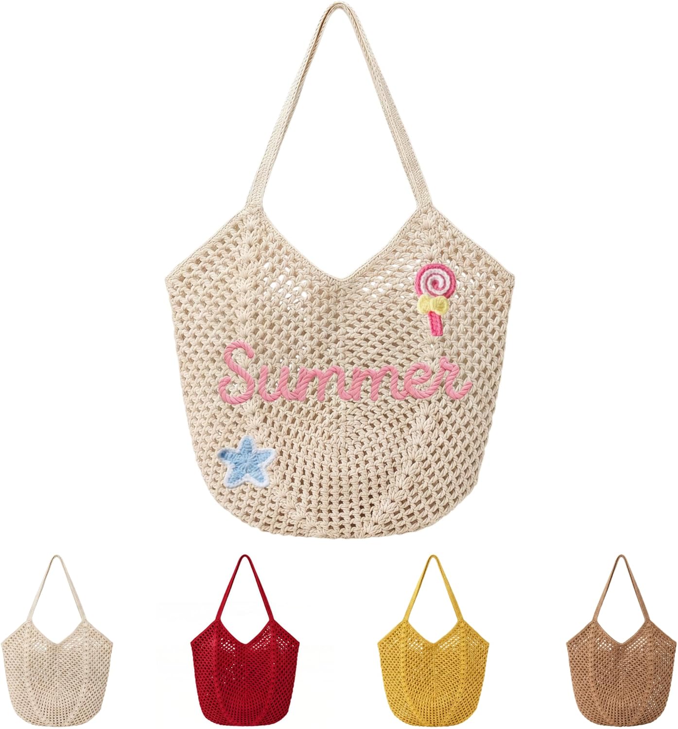 Custom Name Hollow-Weave Crochet Tote Bag Personalized Lightweight Woven Beach Bag for Women, Perfect for Bachelorette Party, Vacation & Everyday Outings