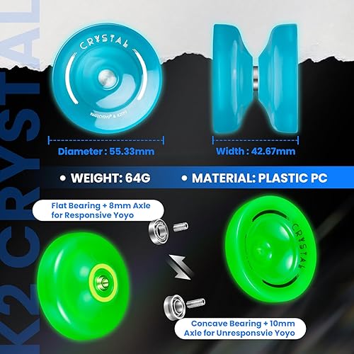 Miniatura 6 de MAGICYOYO Yoyos de cristal K2 que brillan en la oscuridad, Yoyo sensible para niños, yoyos que no responden para adultos, yoyo profesional de